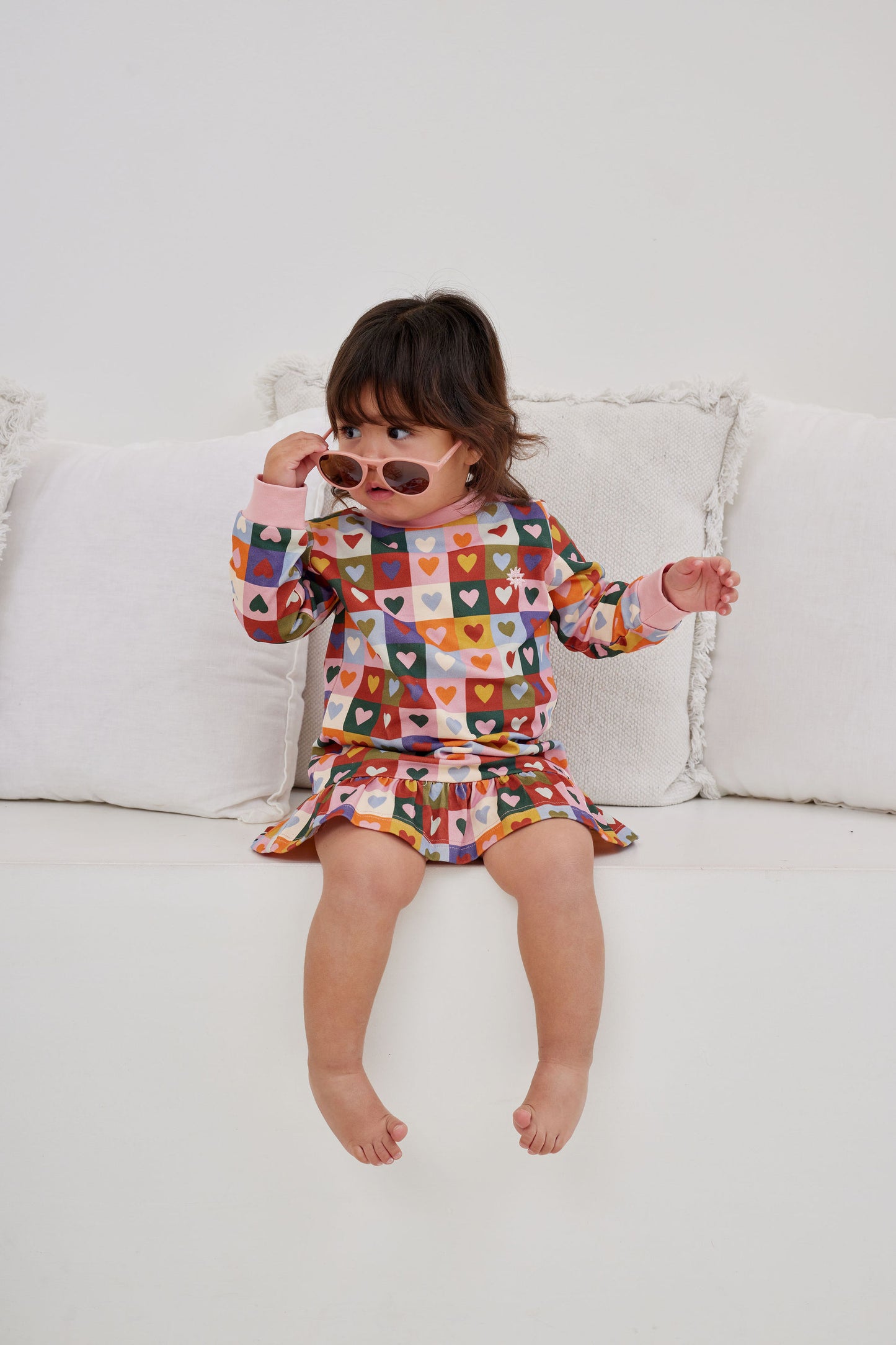 Heart Checkerboard Drop Waist Dress