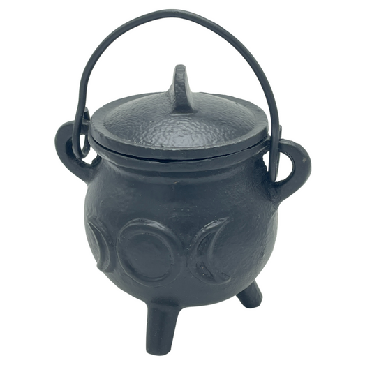 Cast Iron Triple Moon Cauldron with Lid
