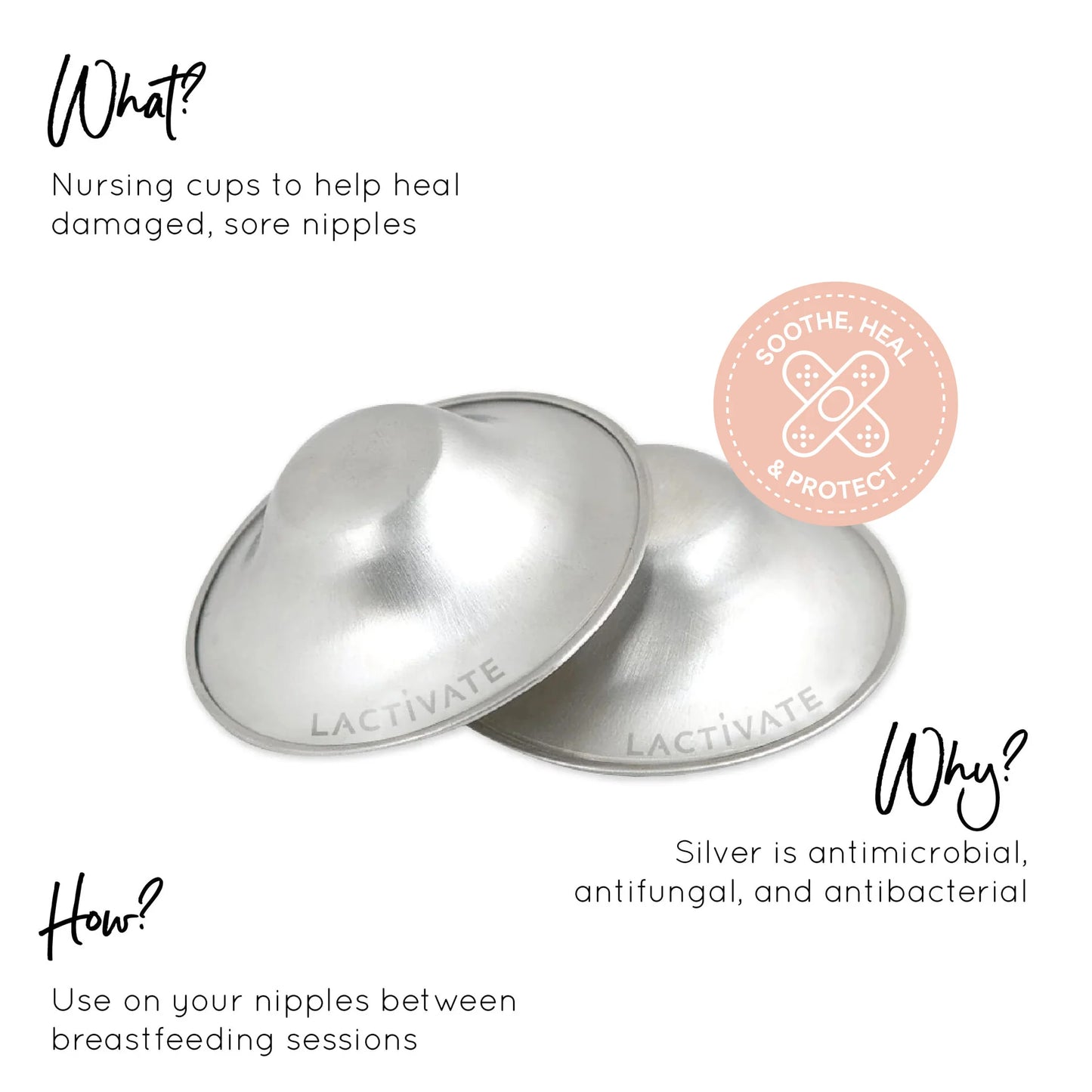 Lactivate Silver Nursing Cups - 2 Sizes