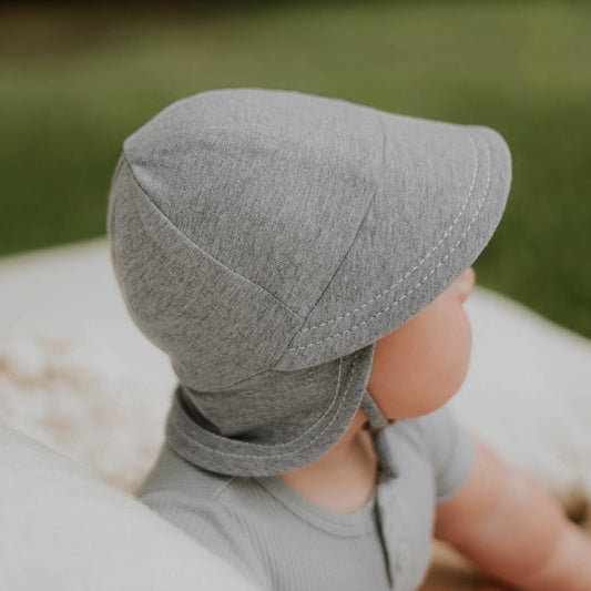 Baby Legionnaire Hat with Strap - Grey Marle