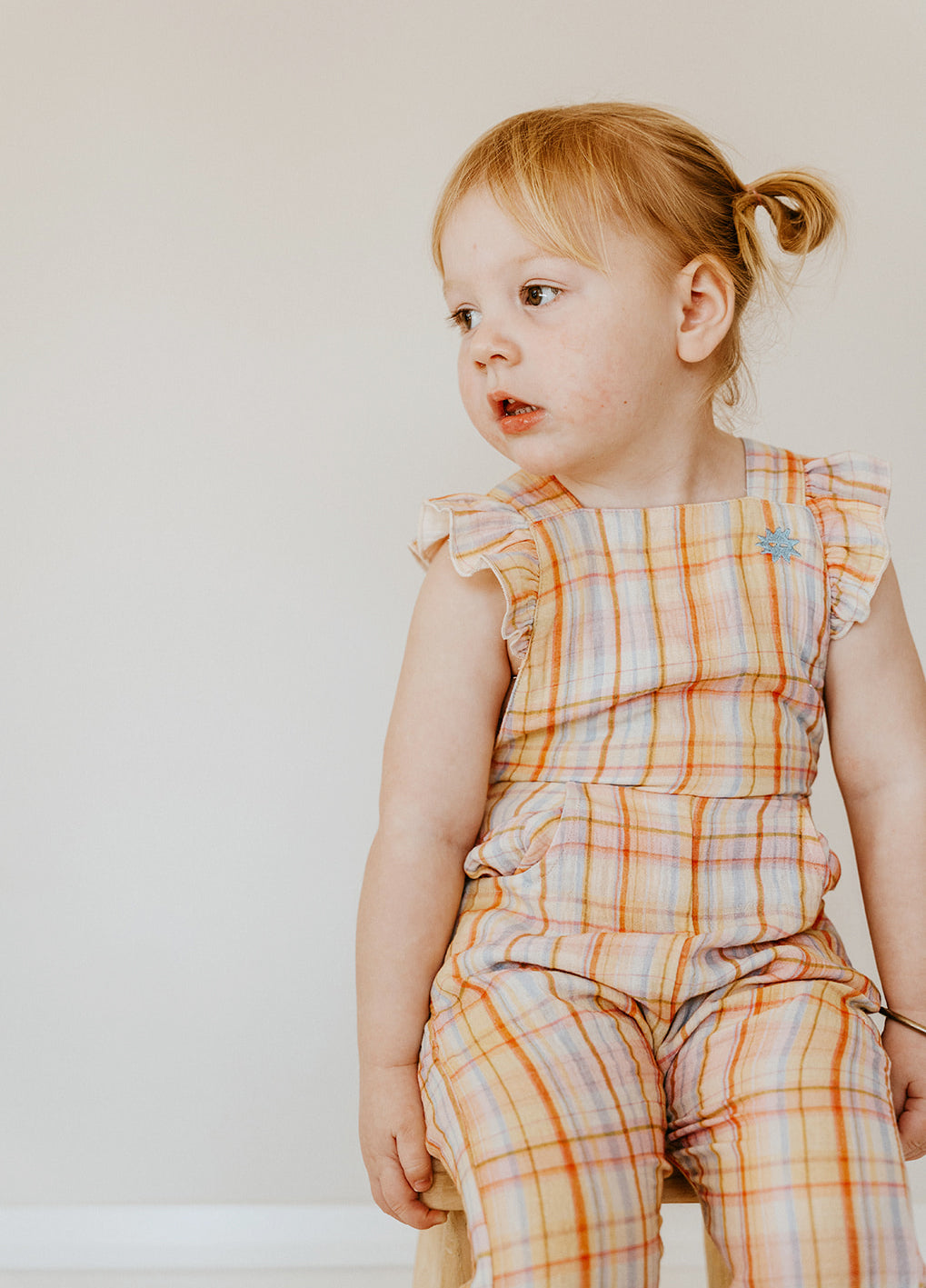 Rainbow Plaid Ruffle Dungarees
