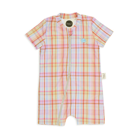Rainbow Plaid SS Swimsuit UPF50+