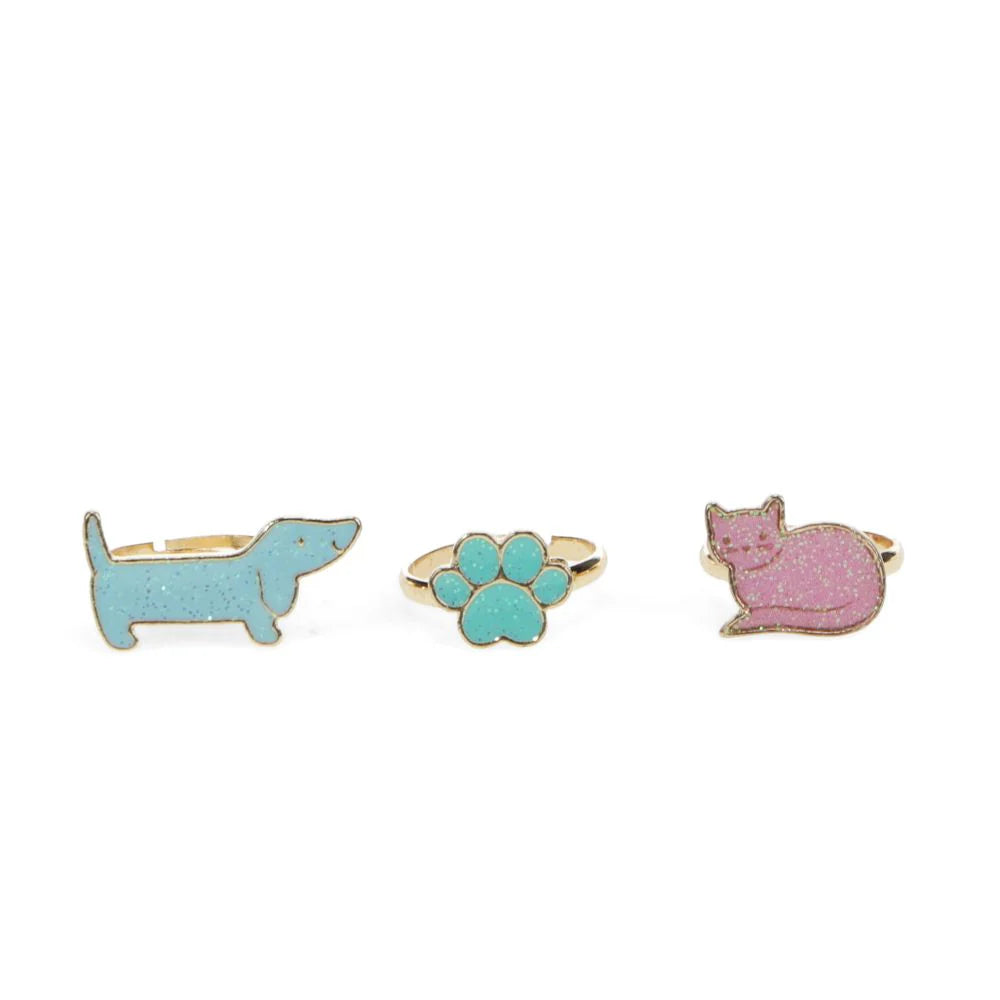 Dog & Cat Glitter Rings - 3 Piece Set