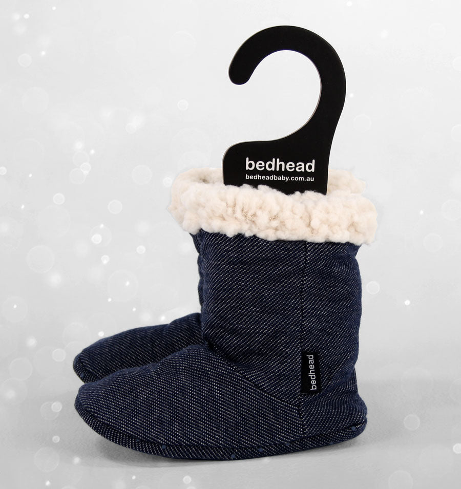 Fleecy Winter Booties - Denim
