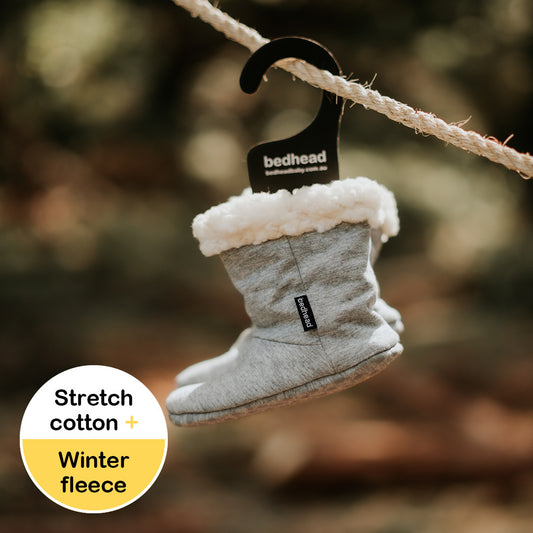 Fleecy Winter Booties - Grey Marle
