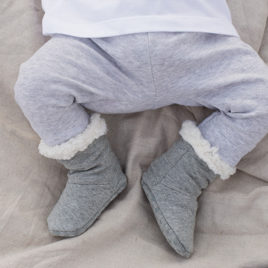 Fleecy Winter Booties - Grey Marle