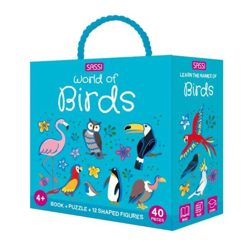 Sassi 3D Puzzle and Book Set - World of Birds, 40 pcs