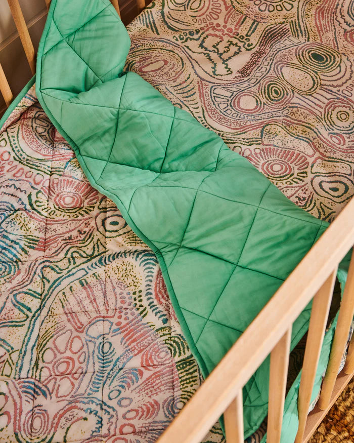 Tjala Tjukurpa Pastel Organic Cotton Baby Fitted Sheet - Bassinet & Cot