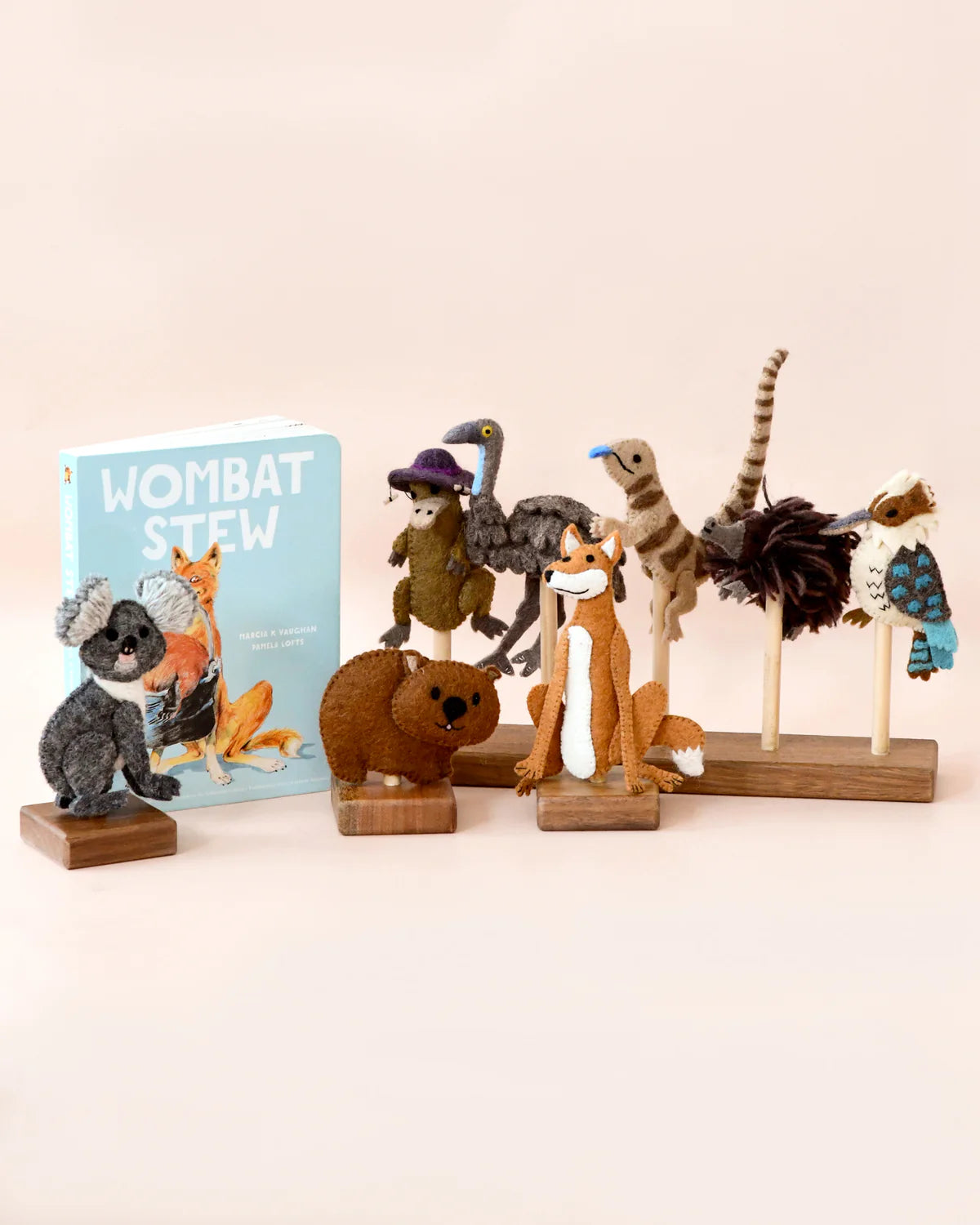 Wombat Stew Finger Puppets Set (Official Scholastic Australia Licensed)