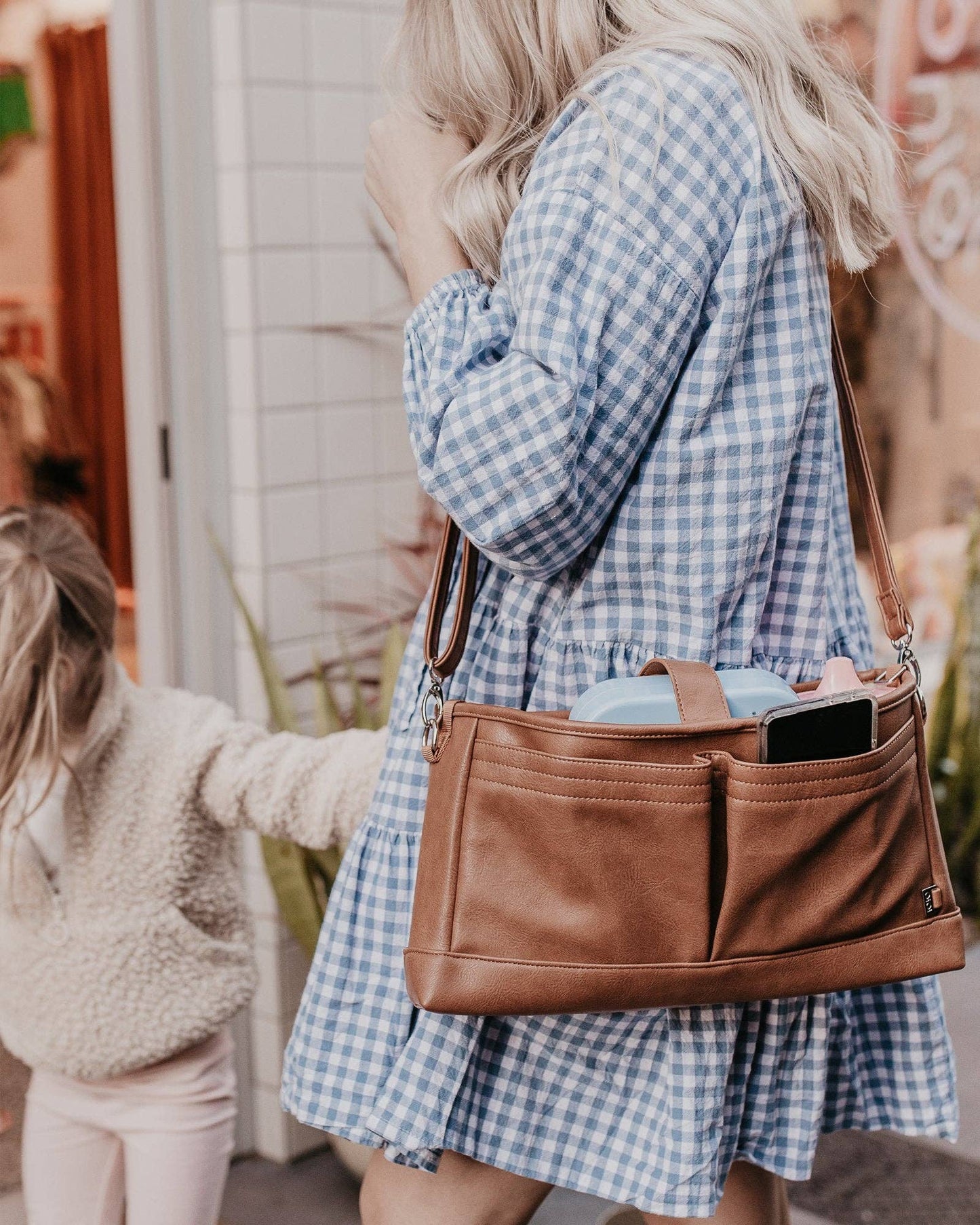 Signature Pram Caddy - Tan Vegan Leather