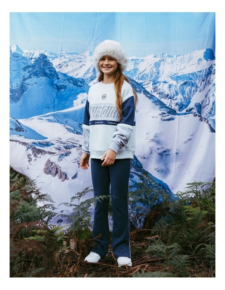 Alpine Panelled Crew Neck Sweat Top (8 - 14 Years) in Light Blue