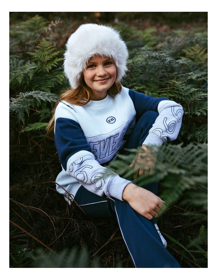Alpine Panelled Crew Neck Sweat Top (8 - 14 Years) in Light Blue