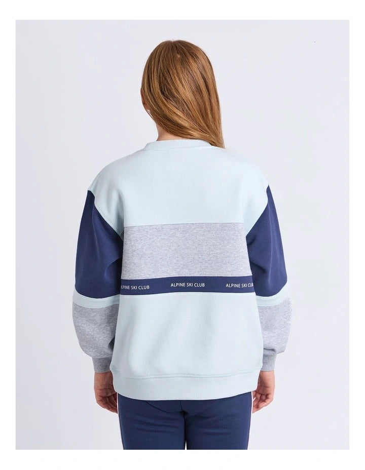 Alpine Panelled Crew Neck Sweat Top (8 - 14 Years) in Light Blue