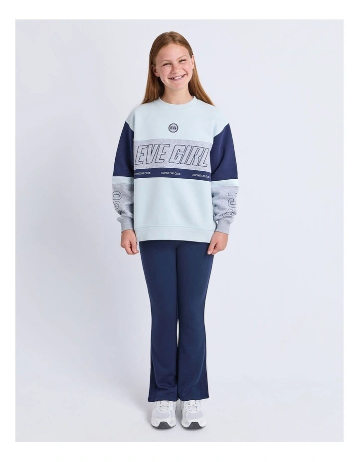 Alpine Panelled Crew Neck Sweat Top (8 - 14 Years) in Light Blue