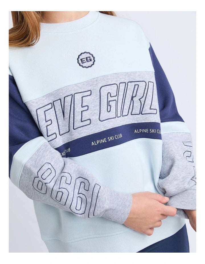Alpine Panelled Crew Neck Sweat Top (8 - 14 Years) in Light Blue