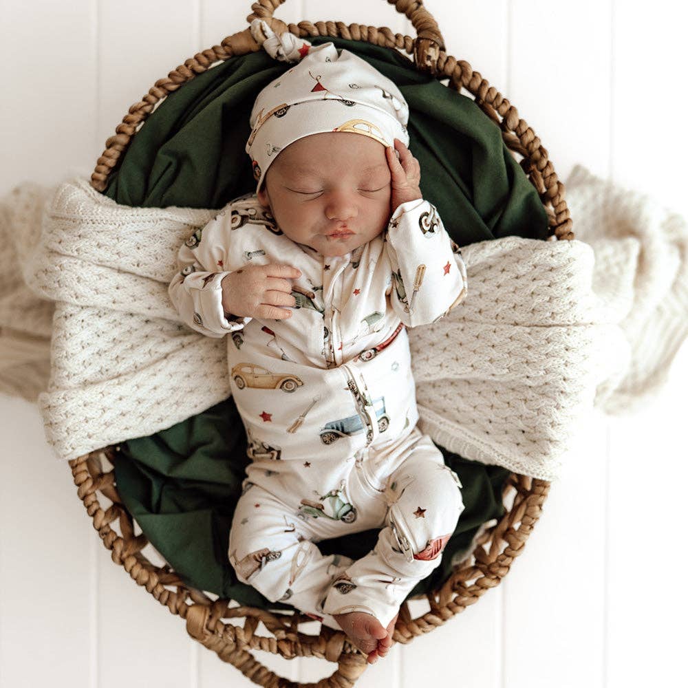 Vintage Cars Organic Snugglesuit Convertible Romper