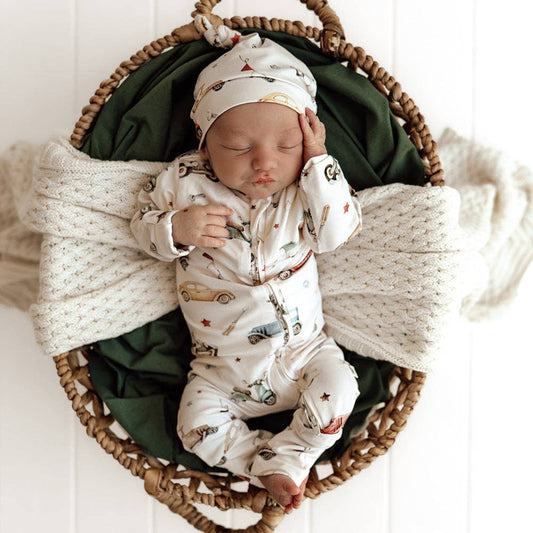 Vintage Cars Organic Snugglesuit Convertible Romper
