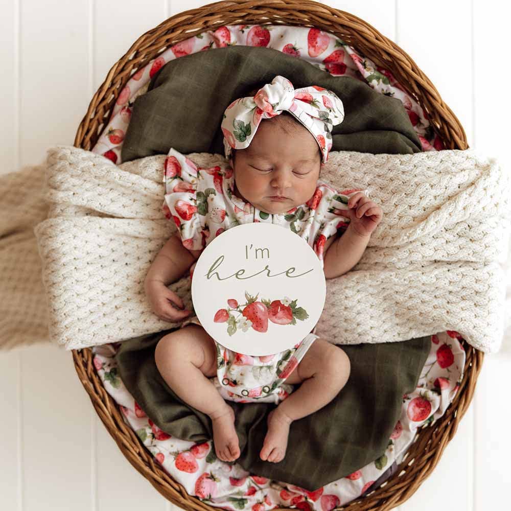 Strawberry Short Sleeve Organic Bodysuit with Frill