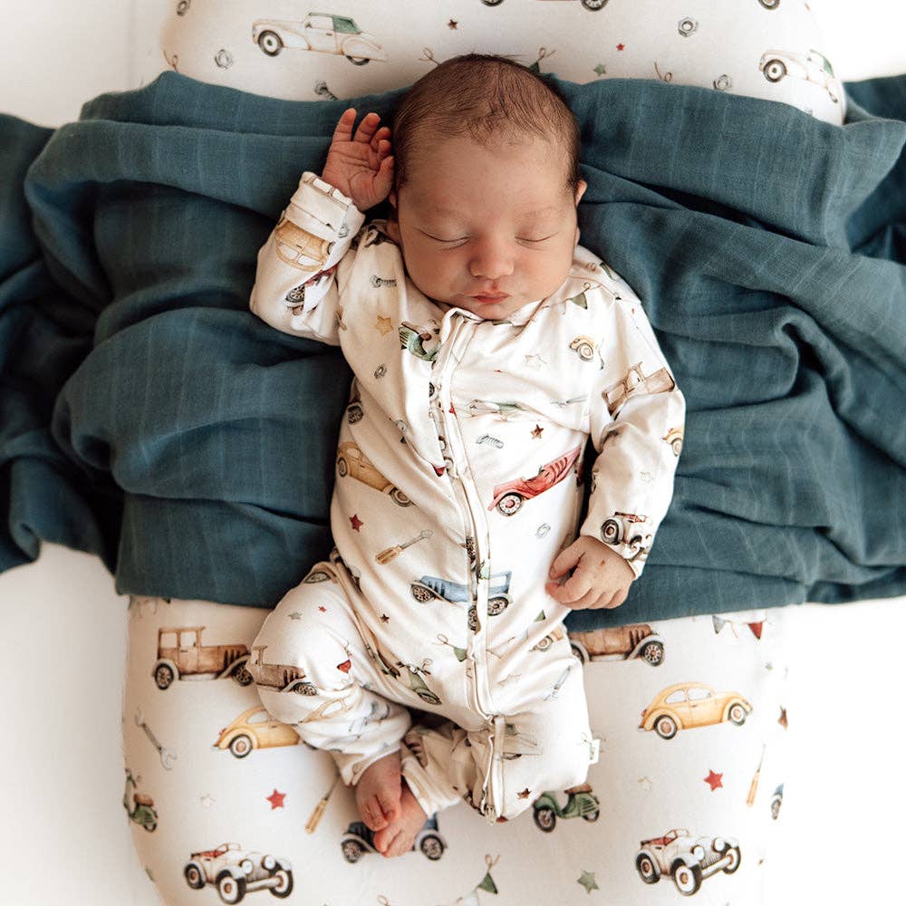 Vintage Cars Organic Snugglesuit Convertible Romper