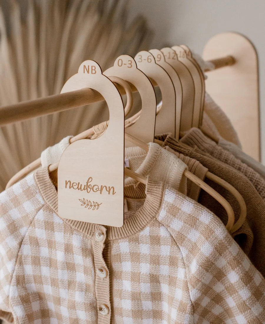 Baby Wardrobe Organising Hangers - Natural Wood