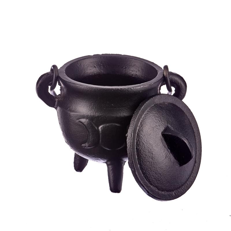 Triple Moon Cast Iron Cauldron with Lid