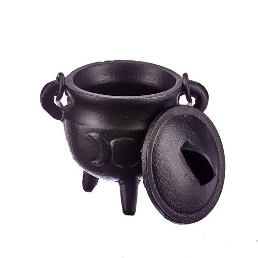 Triple Moon Cast Iron Cauldron with Lid