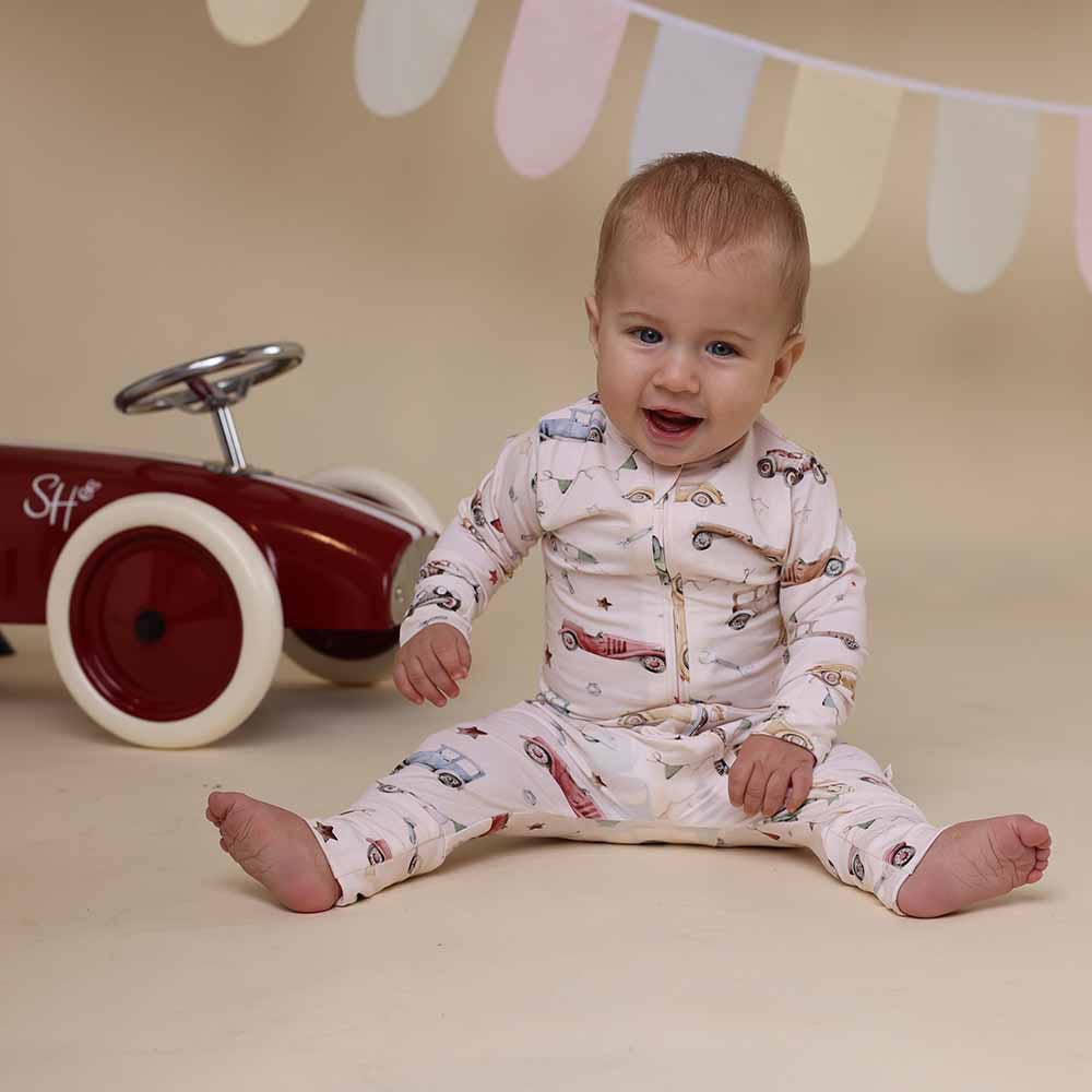 Vintage Cars Organic Snugglesuit Convertible Romper