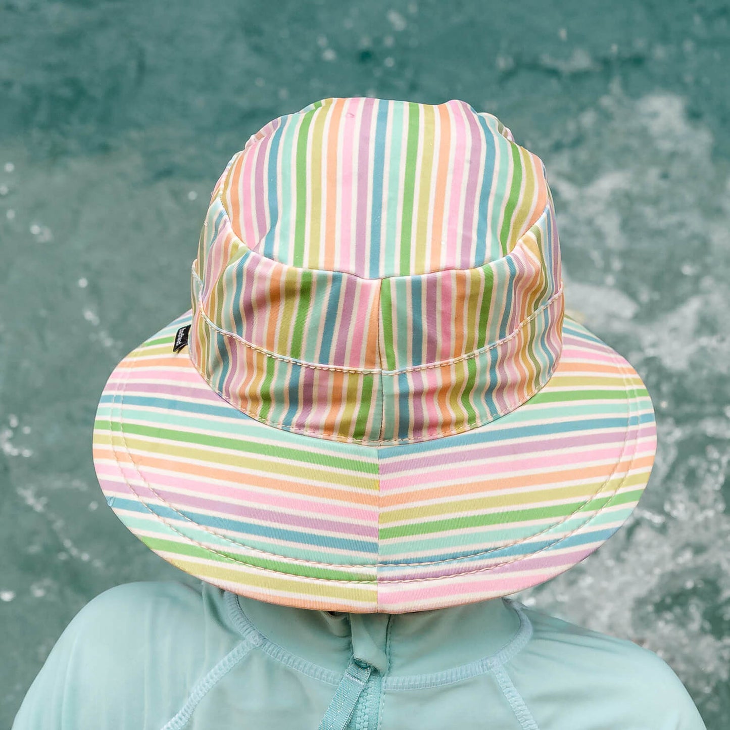 Kids Classic Swim Bucket Beach Hat - Rainbow Stripe