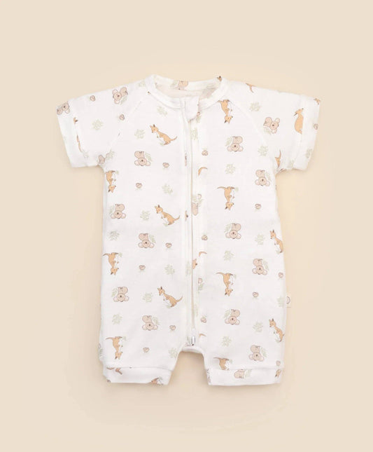 Bamboo Zip Romper - Kangaroo & Koala