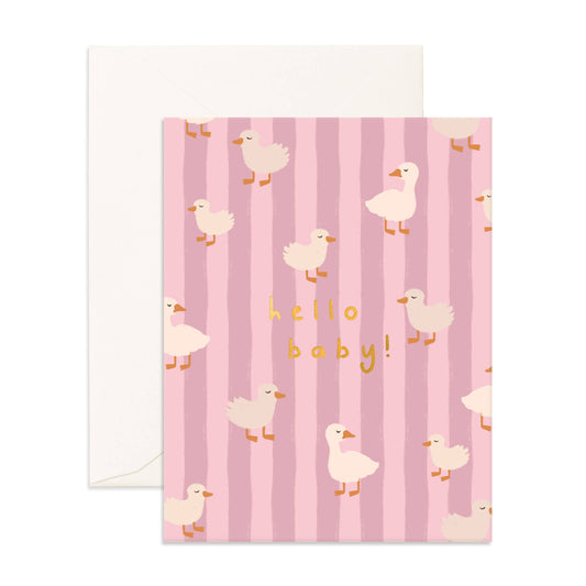 Hello Baby Ducks Pink Greeting Card