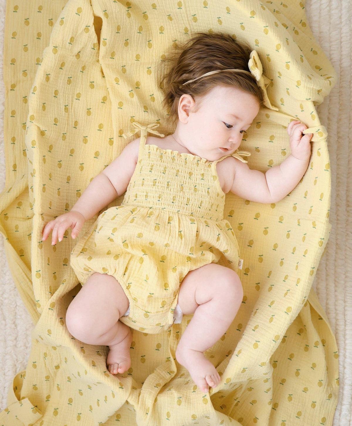 Organic Cotton Muslin Swaddle Wrap - Lemons