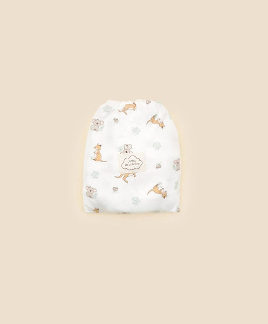 Organic Cotton Bassinet Sheet - Kangaroo & Koala