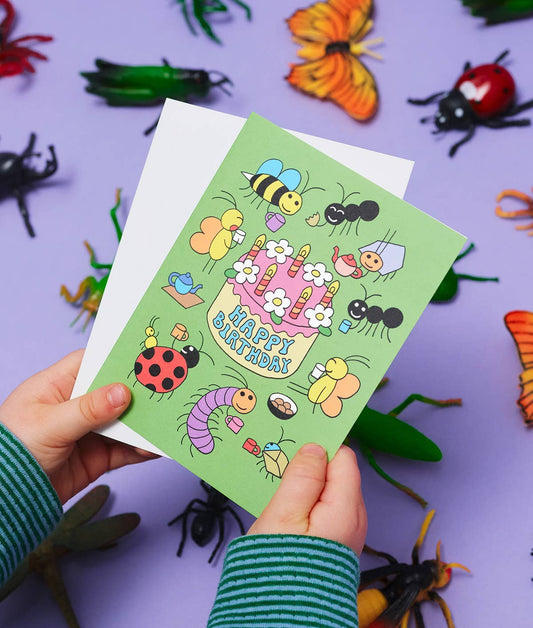 Happy Birthday Bug Party Kids Greetings Card