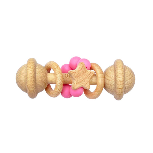 Hot Pink | Wooden Rattle Toy