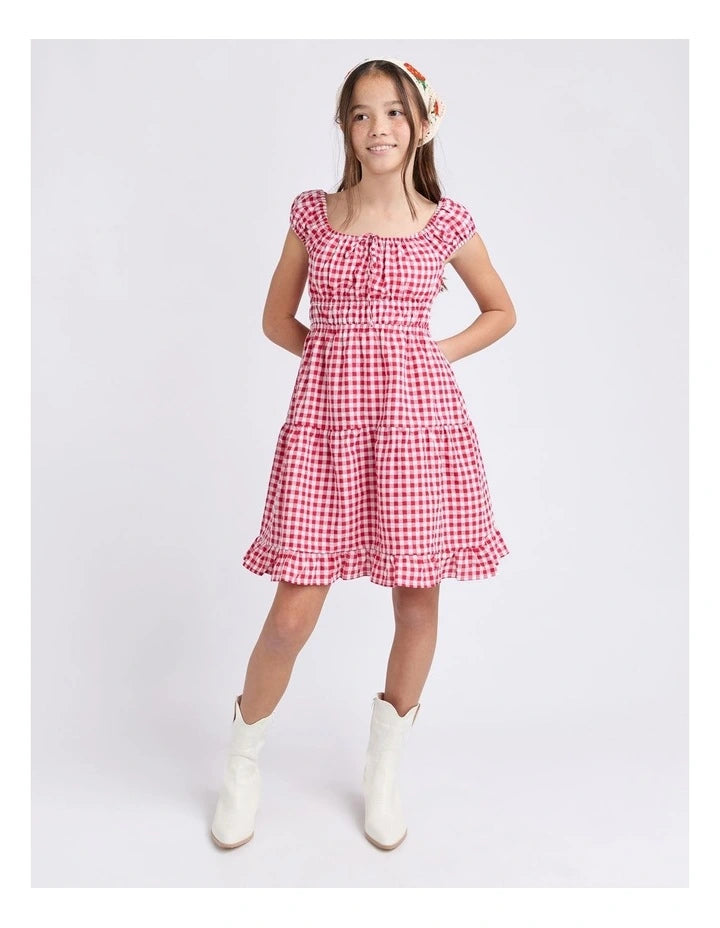 Elsa Gingham Dress in Red (Size 8-14)