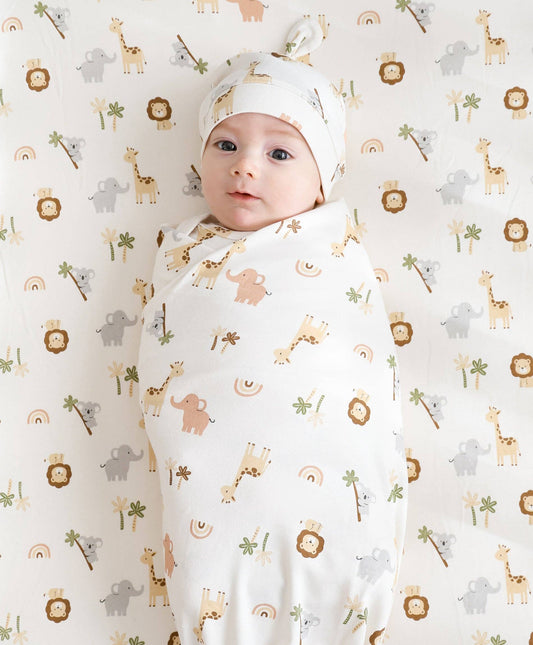 Organic Cotton Swaddle Wrap - Zoo