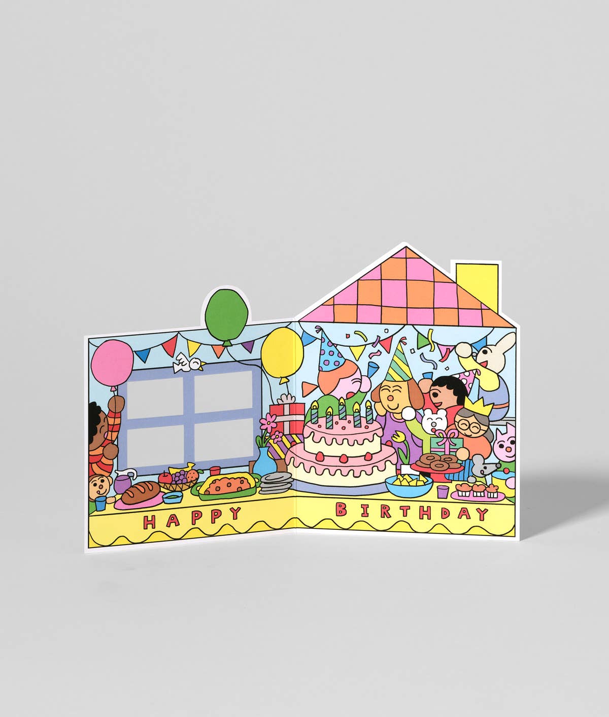 Birthday House Party Kids Shaped Card