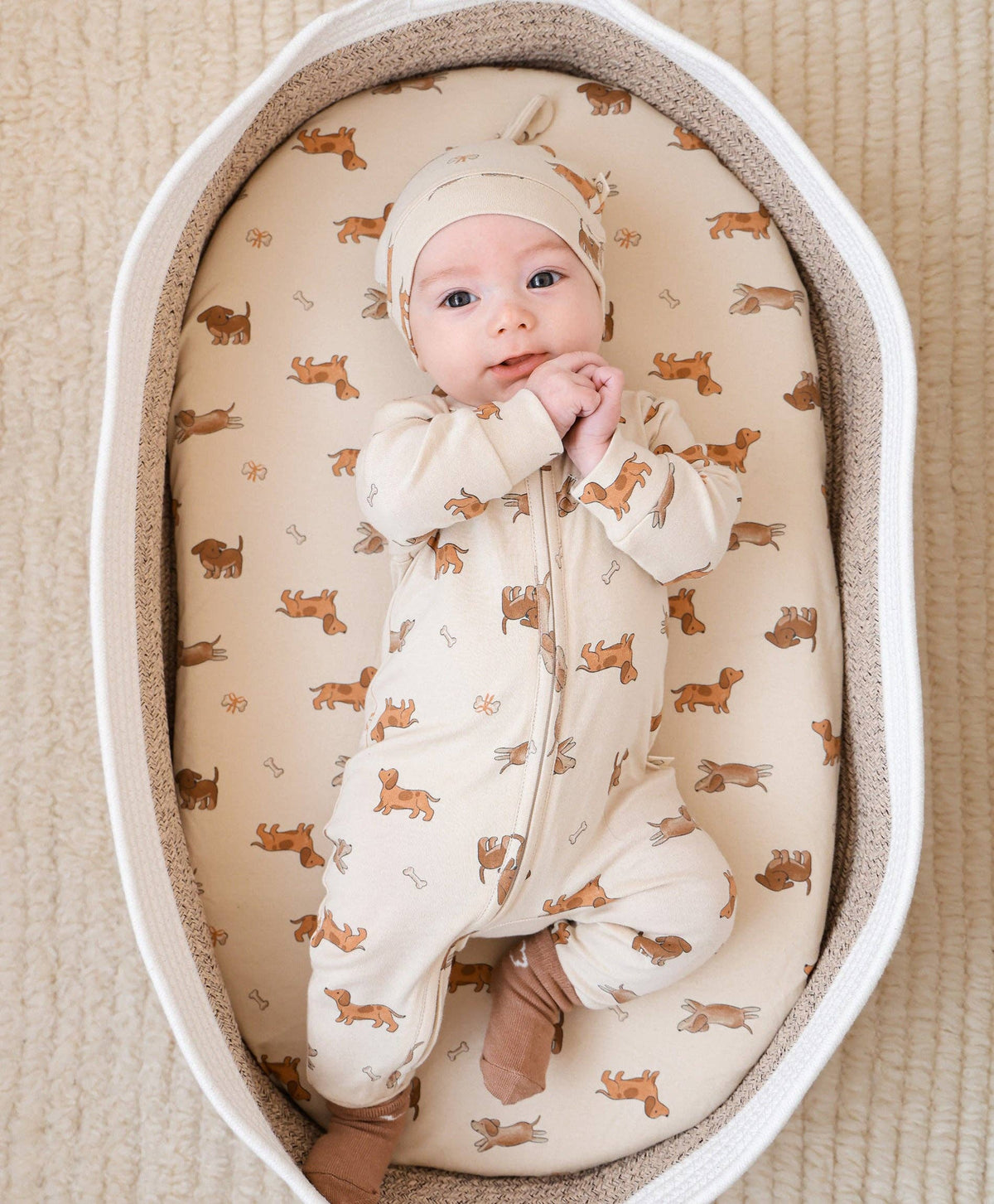 Organic Cotton Bassinet Sheet - Dachshund Dog