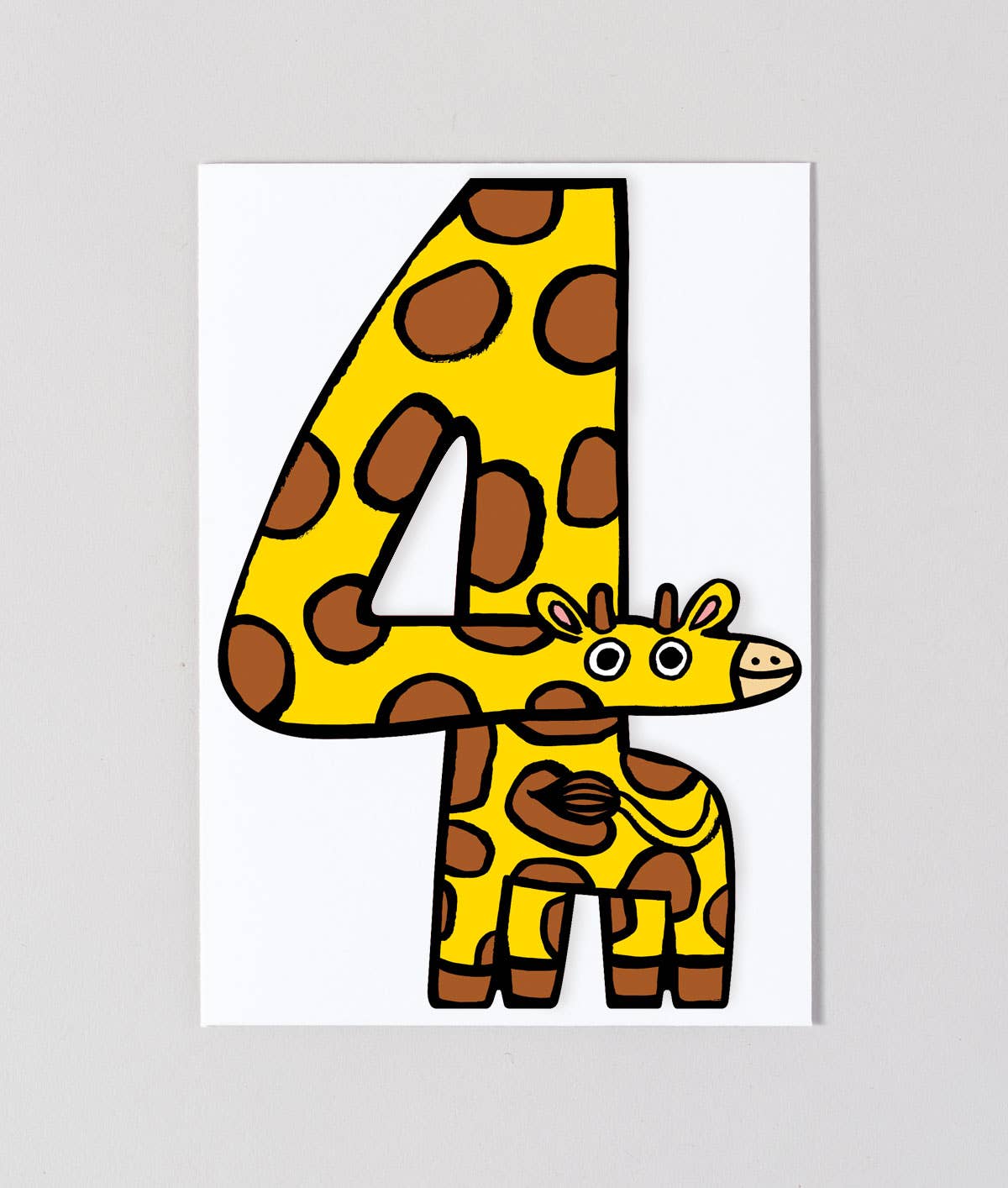 Giraffe 4th Birthday Kid's Birthday Number Card
