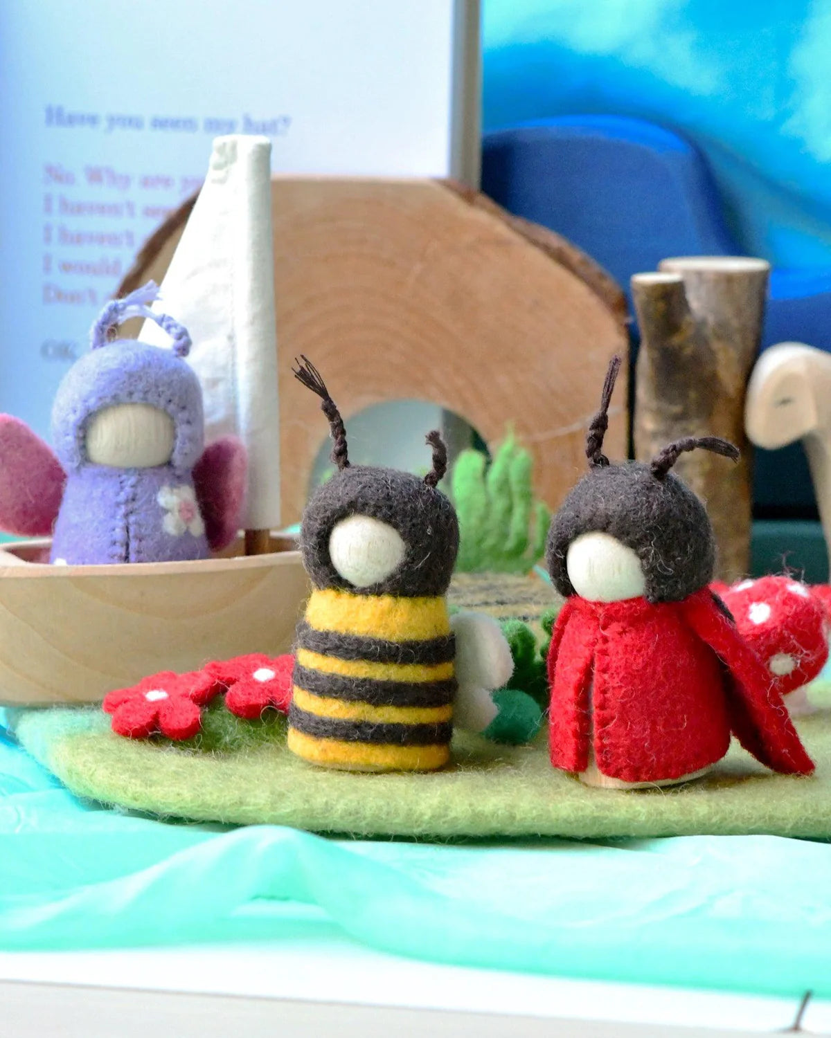 Bugs Peg Doll Set - Butterfly, Bee & Ladybug