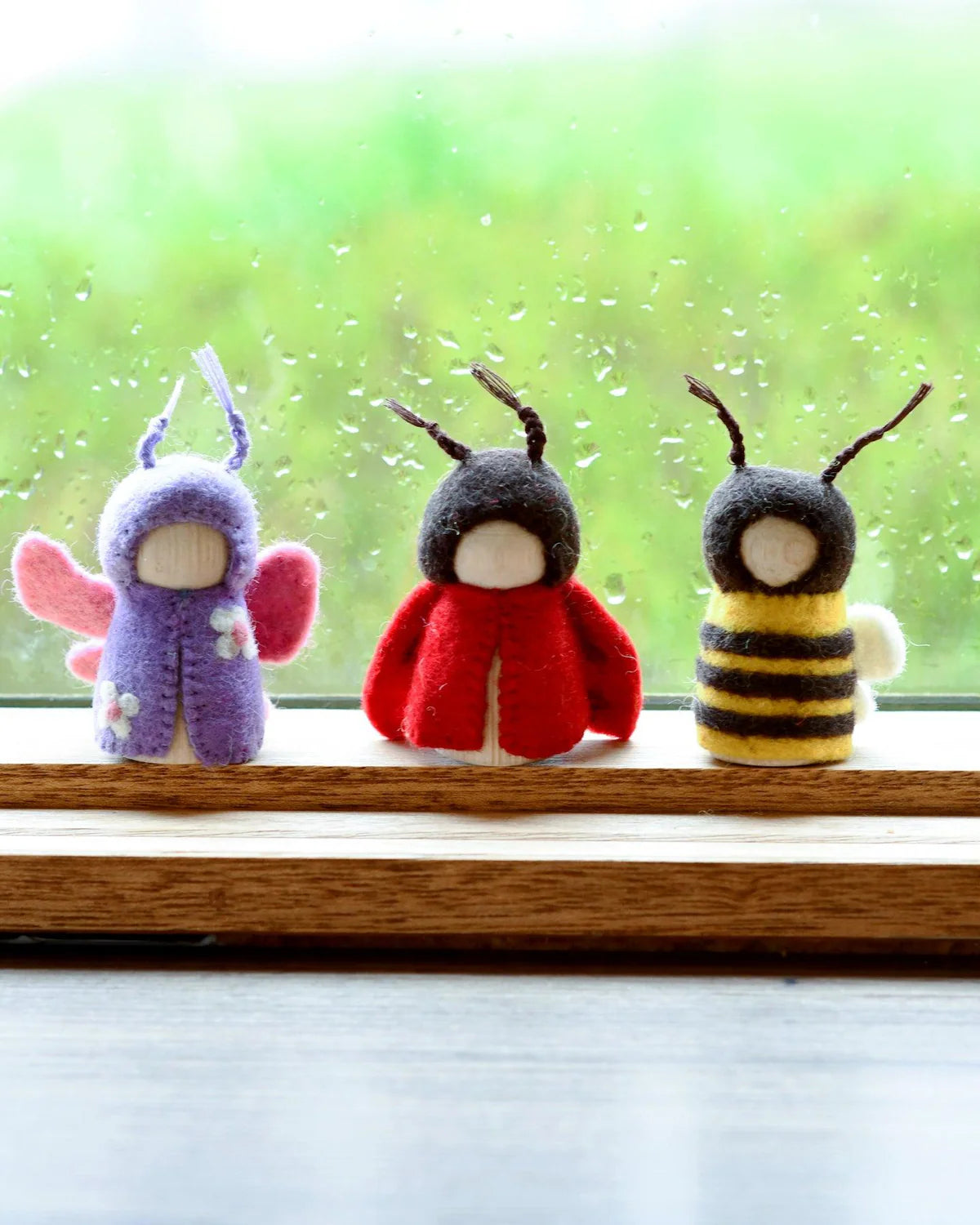 Bugs Peg Doll Set - Butterfly, Bee & Ladybug
