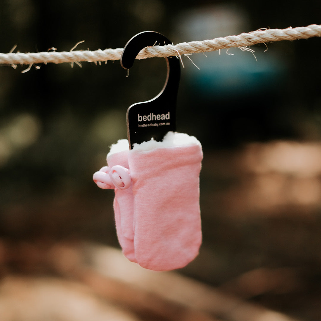 Fleecy Baby Mittens - Baby Pink Marle