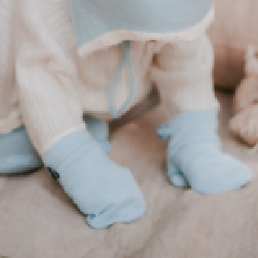 Fleecy Baby Mittens - Baby Blue Marle