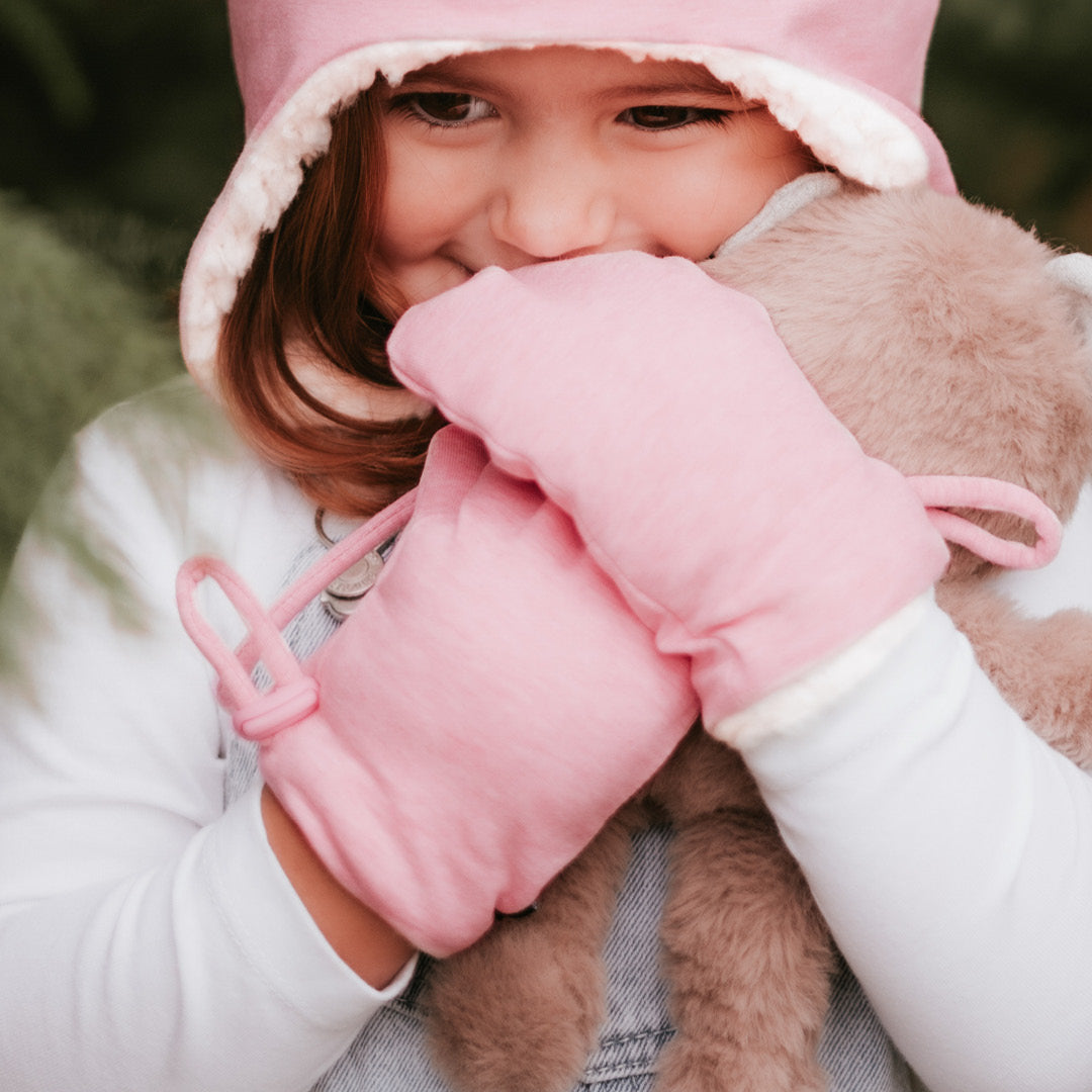 Fleecy Baby Mittens - Baby Pink Marle