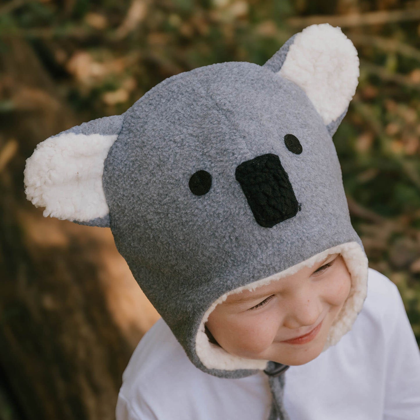 Koala Fleecy Winter Beanie - Grey Marle