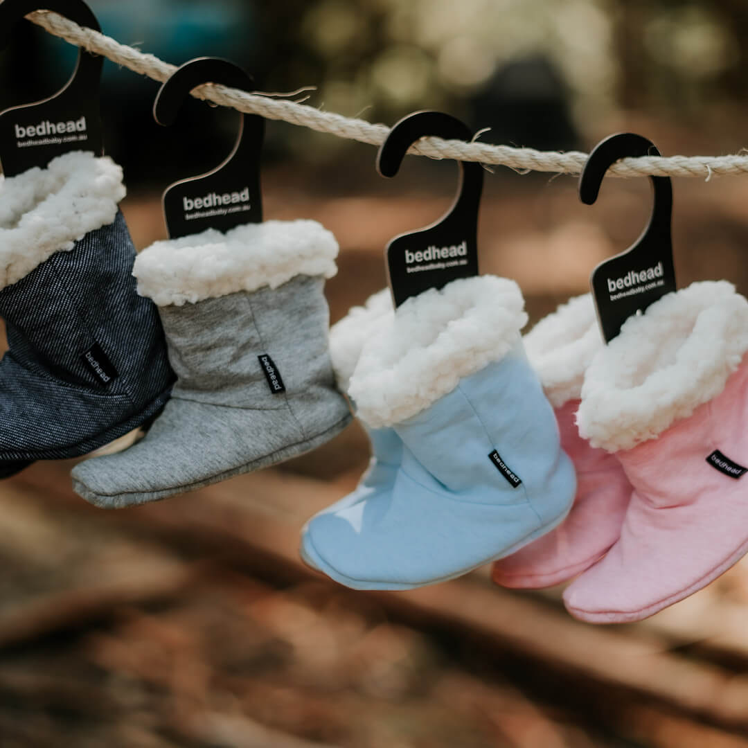 Fleecy Winter Booties - Grey Marle