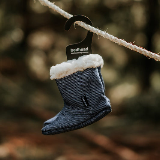 Fleecy Winter Booties - Denim