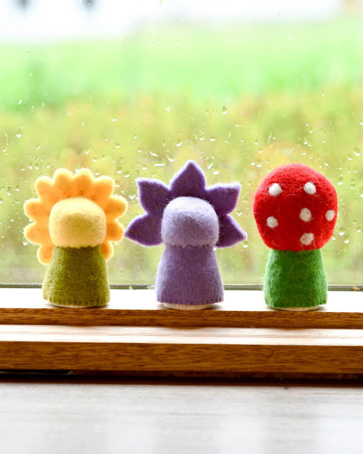 Floral Peg Dolls Set - Sunflower, Iris & Toadstool