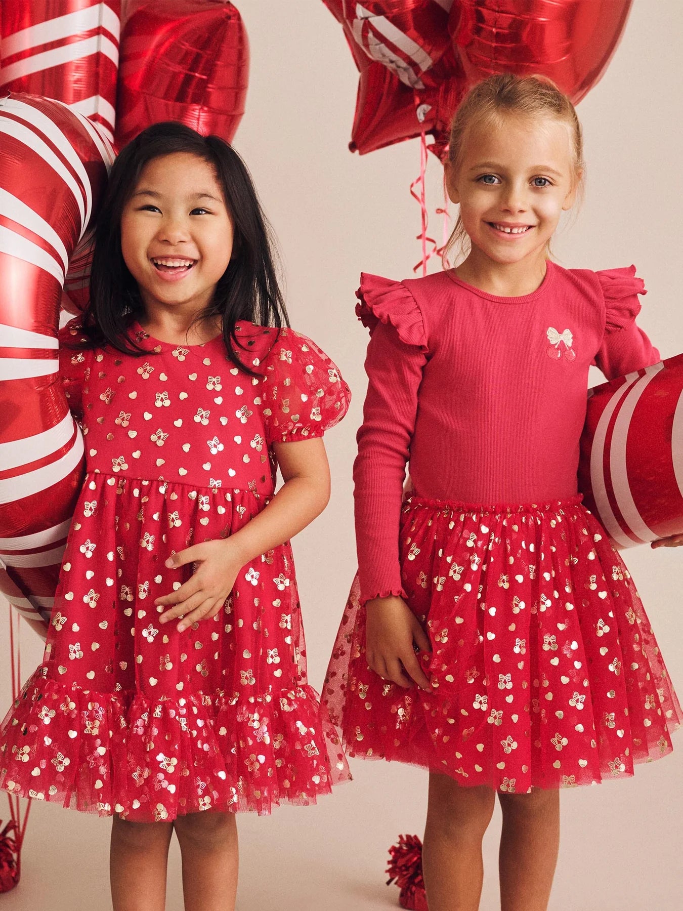 Golden Cherries Puff Sleeve Tulle Dress