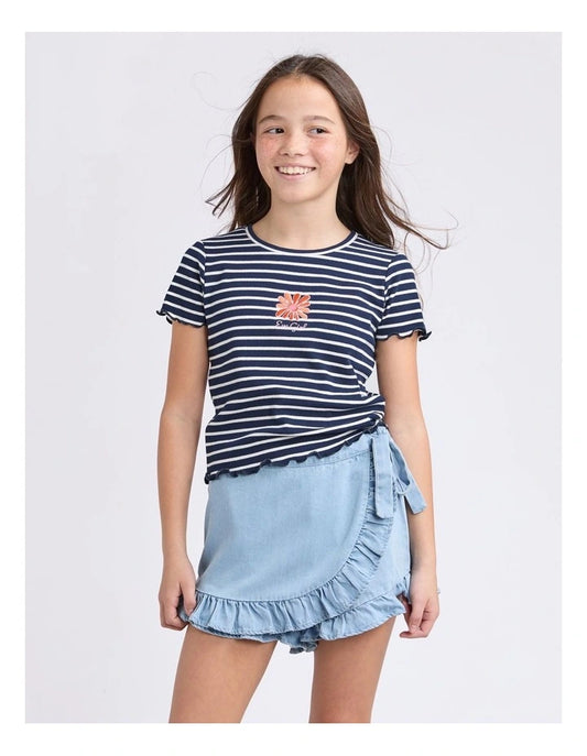Issy Rib Tee in Navy (Size 8-14)